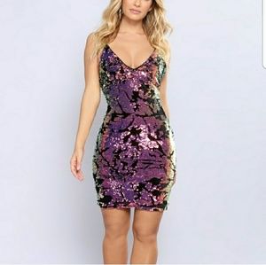 Sequence multicolored dress